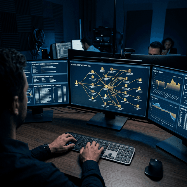 Asset analysis and ownership structures on multiple screens