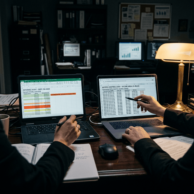 Cross-referencing financial data and employee access logs